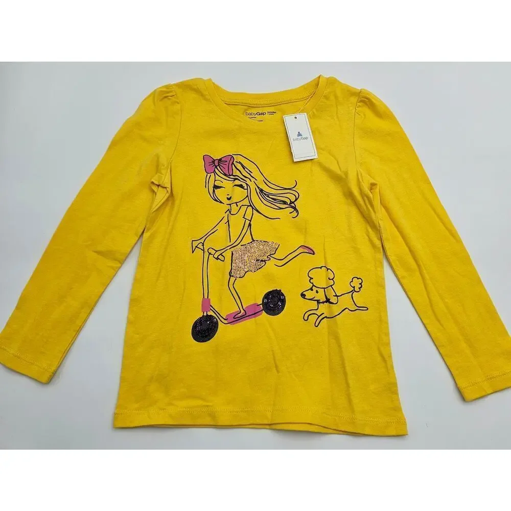 5 Piece Gap Girl's 4/5 Yellow French Tops/Sweater/Dress Lot